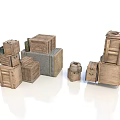 Daily Necessities Storage With Stacked Wooden Boxes Of Various Sizes And Shapes