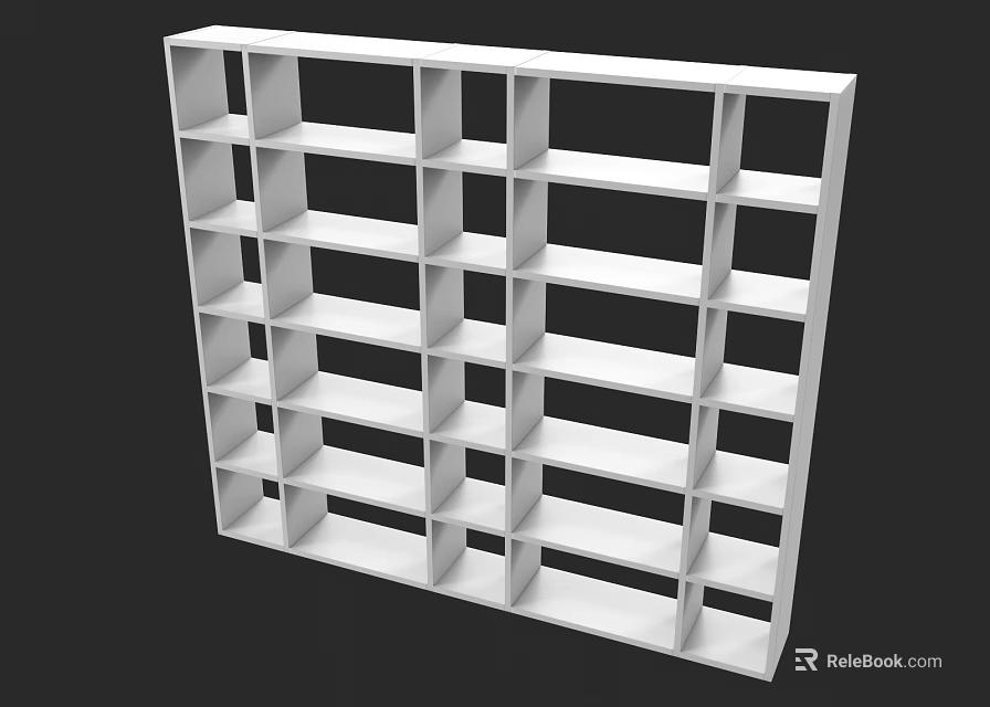 White Open Bookcase With Modern Cube Shelf Design And Multiple Storage Layers 3d model 
