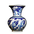 Ornate Ceramic Vase With Blue And White Floral Patterns And Gold Base