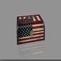 Swing Door Wooden Box With American Flag Pattern And Vintage Design