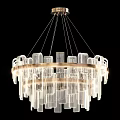 Elegant Modern Chandeliers Featuring Glass Discs Cylinders And Golden Layered Frames