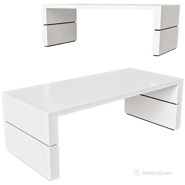 White Modern Dining Table With Sleek Design And Storage Drawers For Home Interior 3d model 