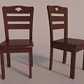 Wooden Dining Table Set With Four Chairs And Classic Backrest Design 3d model