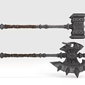 Medieval Fantasy Weapons Ornate Hammer And Spiked Axe With Braided Handles