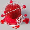 Romantic Qixi Festival Decorations With Red Heart Shapes Spheres And White Characters
