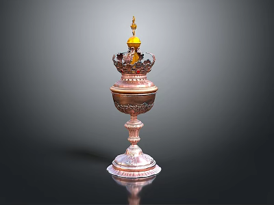 Elegant Decorative Household Container With Golden Top Silver Base And Intricate Carvings 3d model