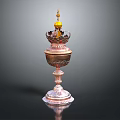 Elegant Decorative Household Container With Golden Top Silver Base And Intricate Carvings