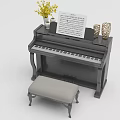 Musical Instruments And Art Supplies Featuring Black Piano Stool Sheet Music Vase Yellow Flowers
