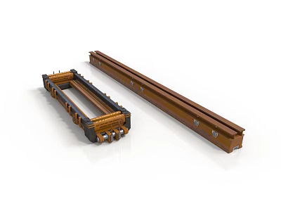 Industrial Metal And Wooden Sliding Rail Equipment With Connecting Components 3d model