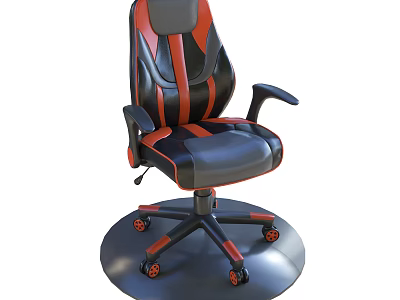 Comfortable Black Red Ergonomic Gaming Chair With Armrests And Wheels 3d model