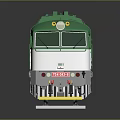 Green And White Train Model On Gray Tracks With Smooth Surface And Detailed Design