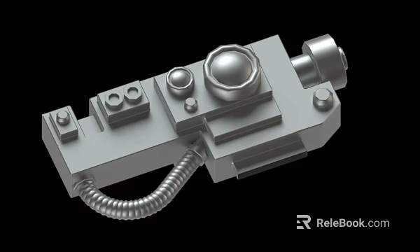 Detailed Metal Mechanical Part With Rectangular Base Knobs Pipes And Cylindrical Components 3d model 