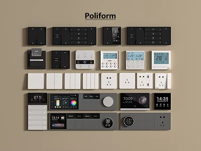 Poliform Modern Switch Panels With Various Styles Colors And Digital Displays 3d model
