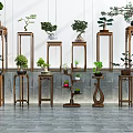 Wooden Plant Stands In Various Styles Display Bonsai And Potted Green Plants