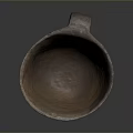 Artisan Handcrafted Clay Bowl Sculpture With Textured Surface And Single Handle