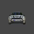 Silver Mini Cooper 3 Door Hatchback with Sporty Wheels and Round Headlights Design