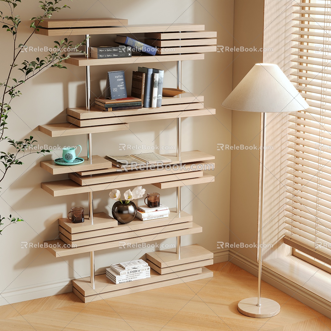 Log Style Storage Rack Bookshelf 3d model