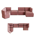 Pink Modular Sectional Sofa With Velvet Upholstery And Versatile Seating Design 3d model
