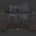 Detailed Realistic Military Tank With Cannon Turret Tracks And Armor On Dark Background