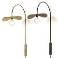Modern Wall Lamps With Metallic Leaf Shaped Shades And Transparent Bulbs In Gold Black Finishes