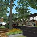 Well Designed Municipal Road With Lined Trees Buildings Lane Markings And Vehicles