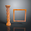 Wooden Lighting Combination With Twisted Column And Square Frame For Home Decor 3d model