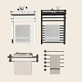Bathroom Small Accessories With White And Black Towel Racks Holding Hanging Towels