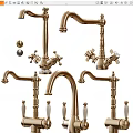 Stylish Gold Bathroom Faucets With Cross Handles And Curved Spout Designs