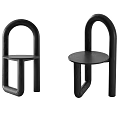 Modern Black Single Chair With Curved Frame And Round Seat Design