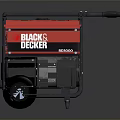 Portable Generator Featuring Red Casing Black Frame Wheels And Control Panel 3d model
