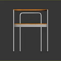 Elegant Modern Chair Featuring Orange Cushion And Silver Metal Curved Armrests