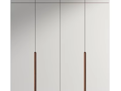 Modern White Wardrobe Design With Wooden Handles And Minimalist Cabinet Doors 3d model