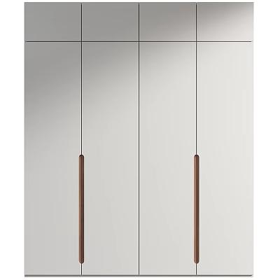 Modern White Wardrobe Design With Wooden Handles And Minimalist Cabinet Doors 3d model