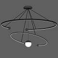 Modern Double Ring Chandelier With Illuminated Sphere And Metal Frame 3d model