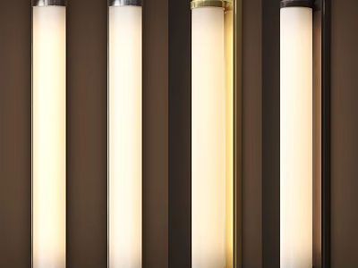 Elegant Cylindrical Wall Sconces With Metallic Frame And Soft White Light Glow 3d model