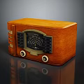 Vintage Electronic Radio With Wooden Case And Retro Dial Knobs 3d model