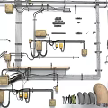 Electronic Electrical Components Layout With Wires Connectors Pipes Parts And Assembly Design