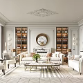 Elegant Modern Living Room Interior Design With Sofa Coffee Table Bookshelves And Decorative Mirror