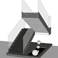Modern Staircase With Glass Railing Wooden Steps And Interior Lighting Design