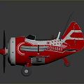 Vintage Red Retro Style Toy Airplane With Propeller Cockpit And Decorative Stripes Logos
