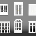 Various Double Doors Design Styles with Glass Panels and White Frames 3d model