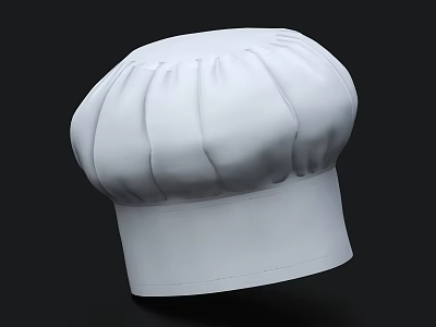 White Chef Hat With Classic Pleated Top For Professional Kitchen Use 3d model