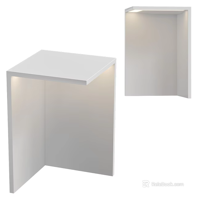 White Illuminated Cube Side Table With LED Lighting And Minimalist Design 3d model