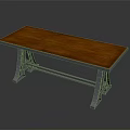 Modern Wooden Top Table With Sleek Metal Legs And Sturdy Structure