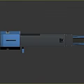 Futuristic Blue Weapon Design With Yellow Black Stripes Handle And Stable Base
