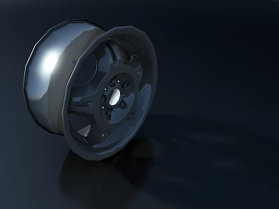 Car Wheel Rim With Metallic Glossy Surface And Spoke Design Features 3d model