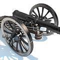 Ancient Historical Cannon Weapon With Large Wheels And Black Metal Body