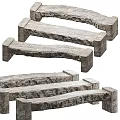 Stone Textured Long Stools With Sturdy Supporting Legs For Indoor Outdoor Use 3d model