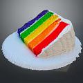 Colorful Rainbow Cake Slice With Layered Colors On White Plate