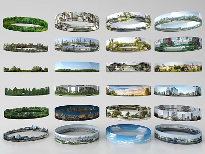 Bird's Eye View Planning With Various Landscapes Parks Lakes Cities And Green Spaces 3d model